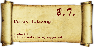 Benek Taksony névjegykártya